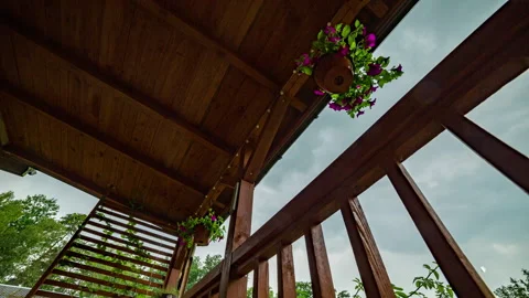 Time lapse view from terrace at rainy day in summer. Stock Footage 244241176