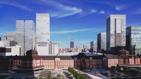 Time-Lapse - A View of Tokyo on a Sunny Day: Bread from Left to Right Stockbeeldmateriaal 333153355