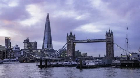 Time lapse view of Tower bridge and the Shard Stock Footage 59050160