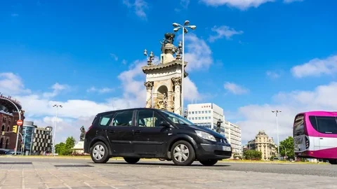 Time-lapse view on traffic in Barcelona Stock Footage 77985328
