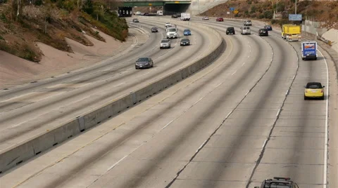 Time Lapse View of Traffic on Busy Freeway in Downtown Los Angeles California Video stock 45974336