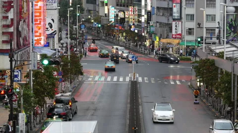 Time Lapse - View of Traffic on Busy Boulevard after Rain Storm - Tokyo Japan Stock Footage 46392901