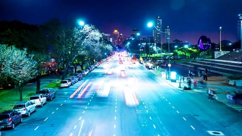 Time-lapse view on traffic in the city in Buenos Aires in Argentina Stock Footage 78146979