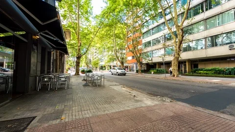 Time-lapse view on traffic in Pocitos in Montevideo Stock Footage 105199228