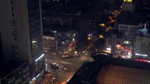 Time Lapse: View from  of a traffic road of Chengdu during a busy night Stock Footage 131566145