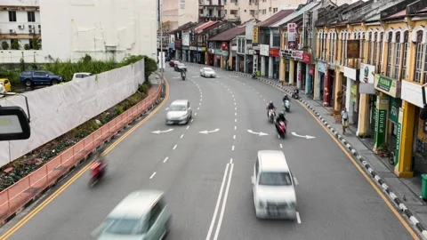 Time lapse view of traffic on road in George town, Malaysia. Stock Footage 132781521