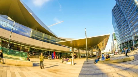 Time-lapse view on the Train Station in Vienna Stock Footage 76859739