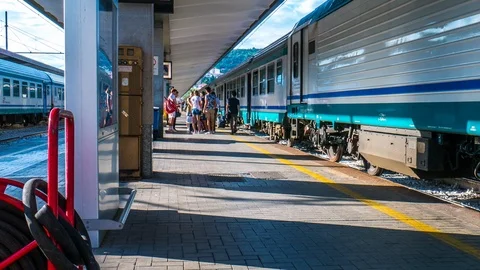Time-lapse view on the train station in Trieste Stock Footage 88089204