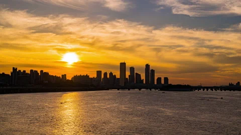 Time lapse. view of twilight seoul city scape and Downtown skyline Stock Footage 138315685