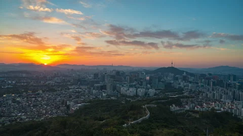 Time lapse. view of twilight seoul city scape and Downtown skyline Stock Footage 143748095