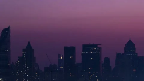 Time lapse view of twilight skyline with skyscrapers in Bangkok Stock Footage 131796141