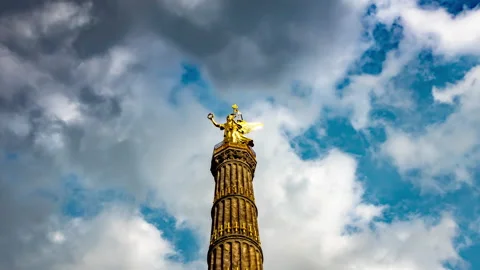 Time-lapse view on the Victory Column in Berlin in Germany Stock Footage 157552753