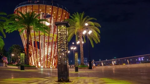 Time lapse view of Vinhomes Central Park in night Stock Footage 101024127