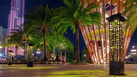 Time lapse view of Vinhomes Central Park in night Stock Footage 101024131