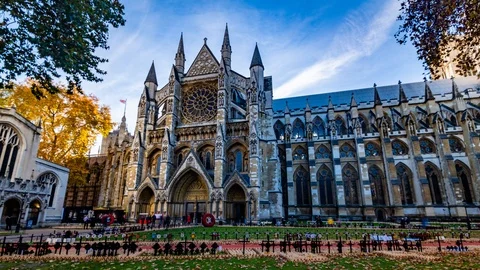 Time lapse view of Westminster Abbey Stock Footage 100665520