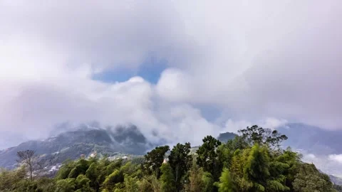 Time lapse - Village in forest on mountain with cloud Stock Footage 248917194