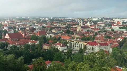 Time lapse of Vilnius old town on foggy morning, capital of Lithuania Stock Footage 151323905