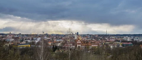 Time lapse Vilnius panorama Video stock 99696835