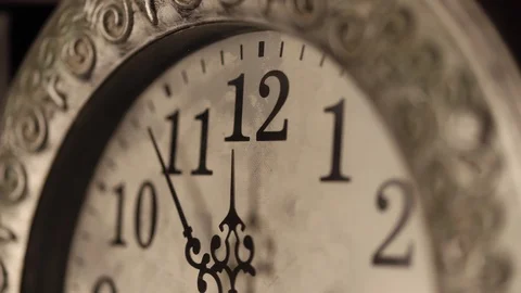 Time lapse of vintage clock at twelve Stock Footage 120681356