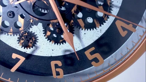Time-Lapse of a Vintage Mechanical Clock Advancing from 4 to 7 O'Clock Stock Footage 336288556