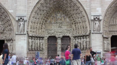 Time lapse of visitors at Notre dame cathedral Paris Video stock 26147093