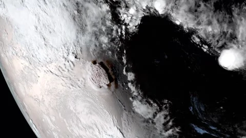 Time-Lapse of Volcano Eruption Seen From Space. Stockbeeldmateriaal 262326236