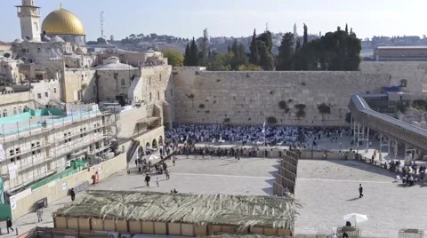 Time lapse of the wailing wall by daylight in Jerusalem Stock Footage 61166603