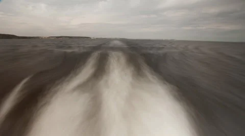 Time lapse wake of floating ship on river summer Stock Footage 35183086