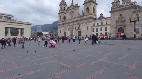 Time lapse walking in the Bolivar Square in Bogota Colombia with congress, capit Stock Footage 168274505