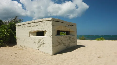 Time lapse of a war bunker on a beach Video stock 41711182