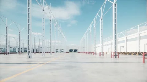 Time lapse of warehouse building. Construction of a large warehouse Stock Footage 230993842