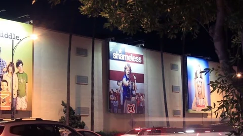 Time lapse of Warner Bros Studios Wall at night Stock Footage 85139979