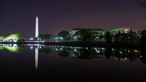 Time-lapse of Washington, DC traffic near Washington Monument and Tidal Basin Stock Footage