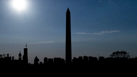 Time Lapse of Washington Monument at Sunset with Colorful Sky, Washington DC Stock Footage 112892350
