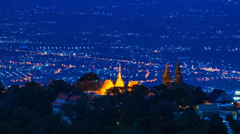 Time Lapse Wat Phra That Doi Suthep On Mountain Of Chiang Mai, Thailand Stock Footage 53890733