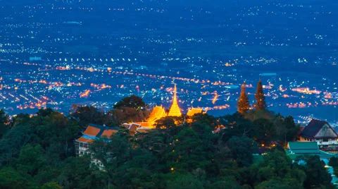 Time Lapse Wat Phra That Doi Suthep On Mountain Of Chiang Mai, Thailand Stock Footage 53892638