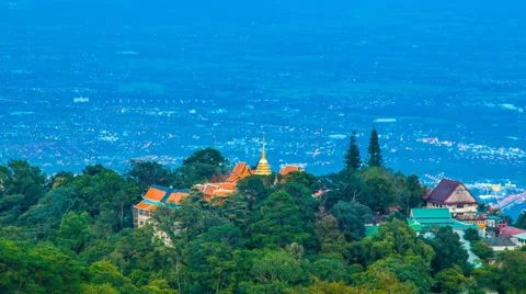 Time Lapse Wat Phra That Doi Suthep On Mountain Of Chiang Mai, Thailand Stock Footage 54033028