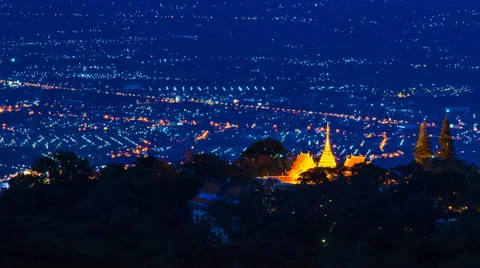 Time Lapse Wat Phra That Doi Suthep On Mountain Of Chiang Mai, Thailand Stock Footage 54038636