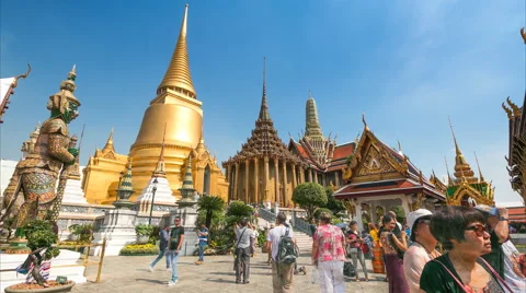 Time Lapse Wat Phra Kaew Famous Temple Of the Emerald Buddha Bangkok, Thailand Stock Footage 51133835