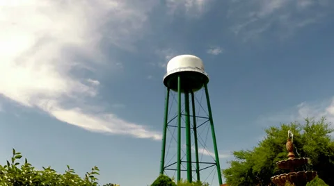 Time lapse of water tower and fountain Stock Footage 38850926