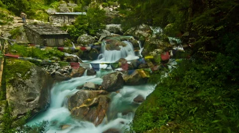 Time lapse of waterfall in forest, Nepal Stock Footage 62388801