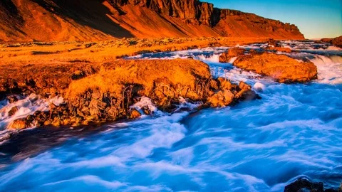 Time Lapse - Waterfall with Wild Running Water Stock Footage 75023096