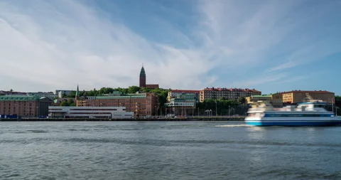 Time lapse of the waterfront in Göteborg Stock Footage 159638651