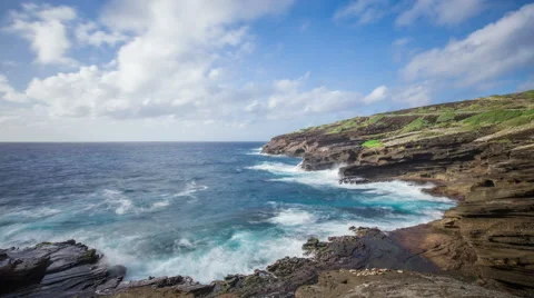 Time Lapse - Wave Splashing at the Seashore in Hawaii Stock Footage 58295272