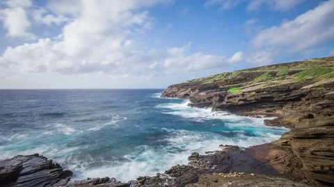 Time Lapse - Wave Splashing at the Seashore in Hawaii Stock Footage 71170927