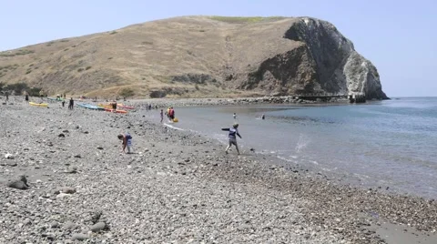Time lapse of waves washing on shore on Santa Cruz Island Stock Footage