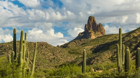 Time lapse of Weavers Needle in the Superstition Wilderness Stock Footage 119754247