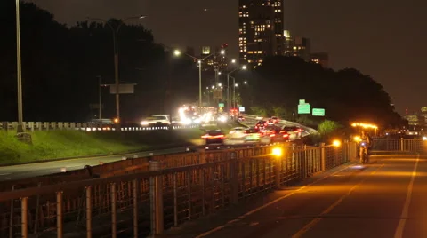 TIME LAPSE, WEST SIDE HWY +EXERCISE PATH NIGHT Stock Footage 41688007
