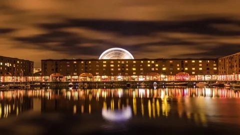 Time Lapse Wheel of Liverpool At Albert Dock, Liverpool, UK Stock Footage 73145848