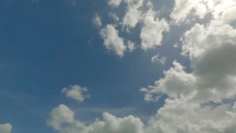 Time Lapse Of White Billowing clouds in a rich blue sky Vídeo Stock 148065141
